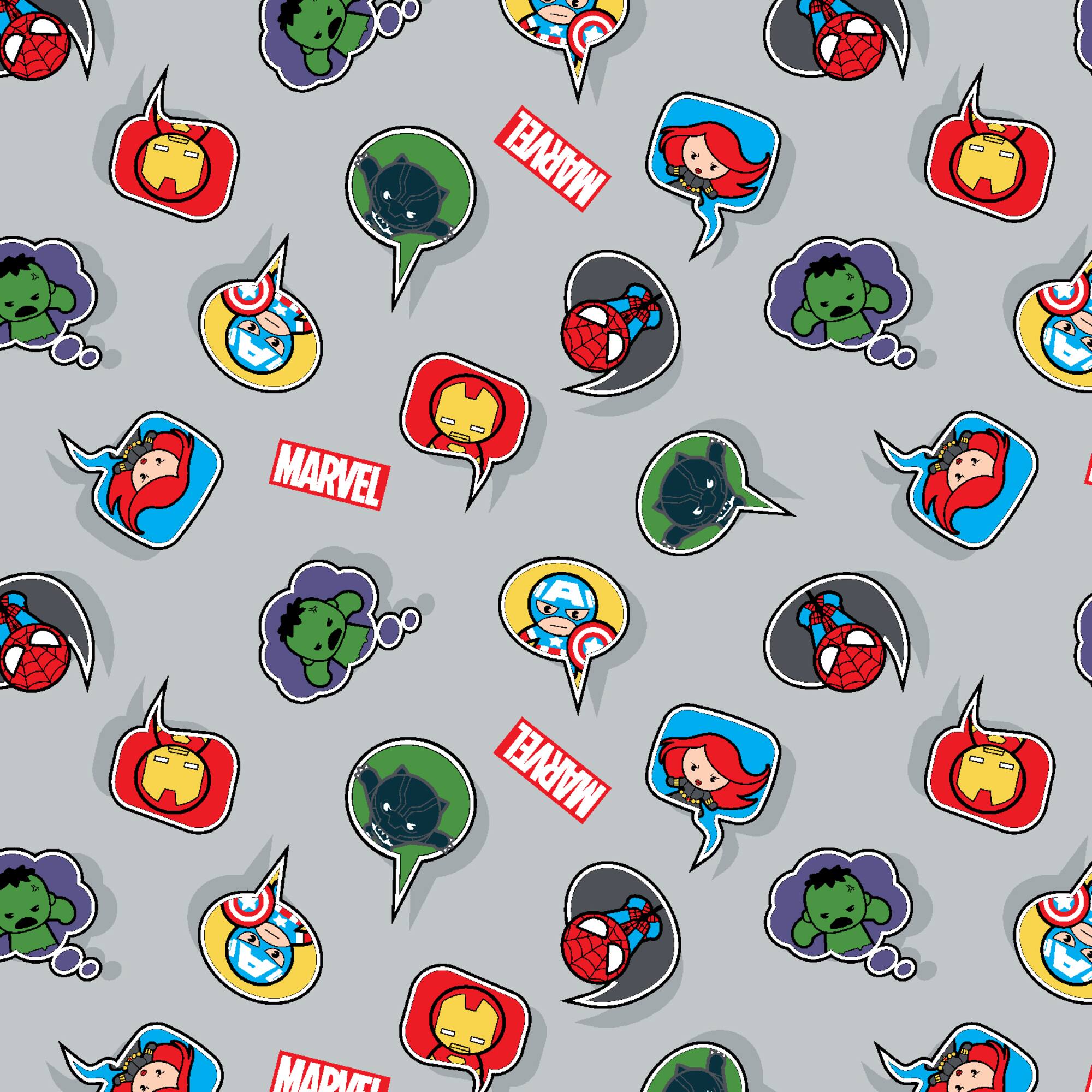Marvel Kawaii Multicolored Speech Bubbles Cotton Fabric